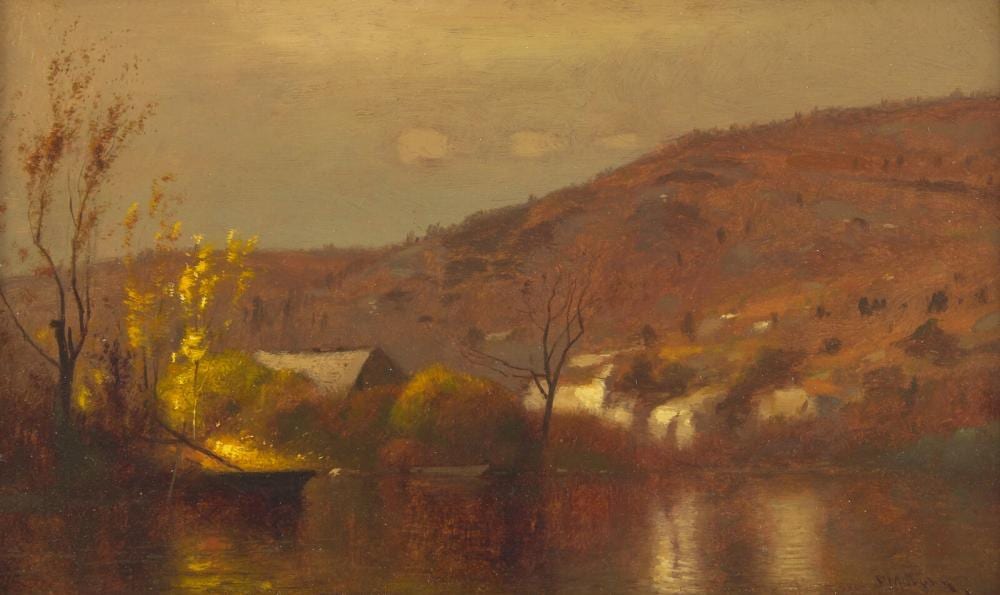 John Francis Murphy comparable auction result: john francis murphy american 1853 1921 landscape with boat and house