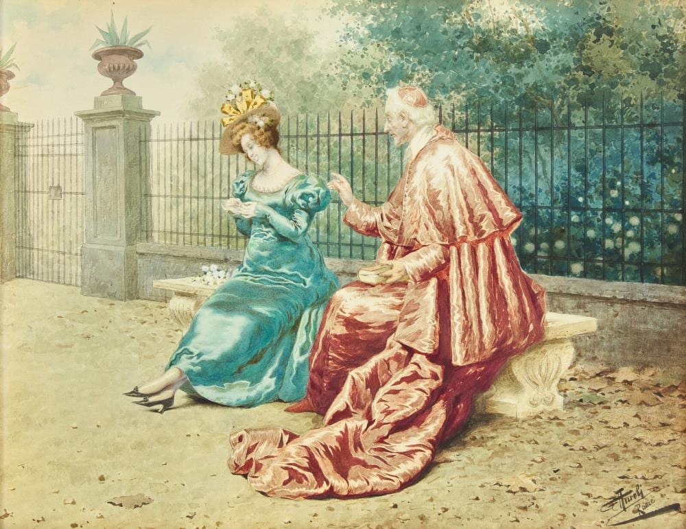 Giuseppe Aureli comparable auction result: giuseppe aureli italian 1858 1929 the conversation