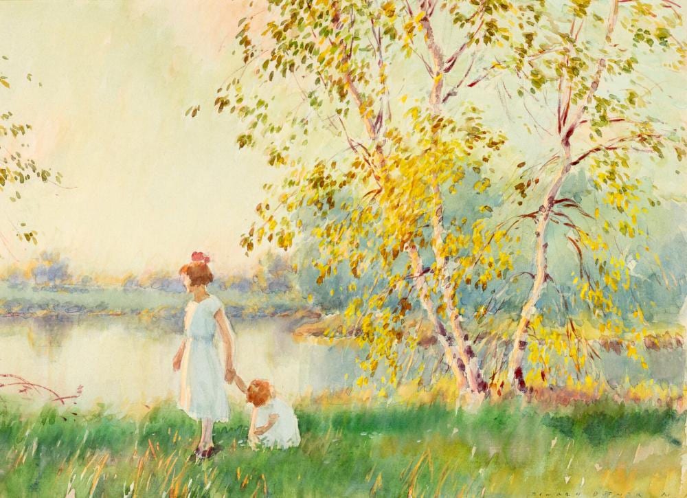 Edward Dufner comparable auction result: edward dufner american 1872 1957 by the pond