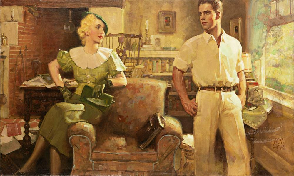 Ralph Pallen Coleman comparable auction result: ralph pallen coleman 1892 1968 couple in living room