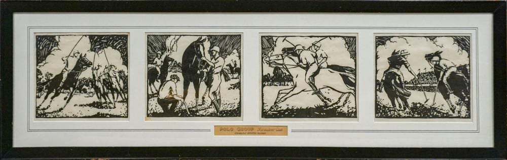 Gene Klebe comparable auction result: charles eugene klebe american 1907 2009 polo group number one four woodblock prints framed as one frame 12 1 2 x 41 1 2 in 31 8 x 105 4 cm