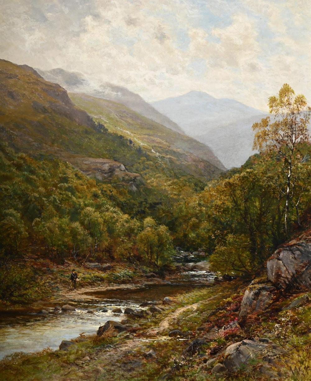 Alfred Augustus Glendening comparable auction result: alfred augustus glendening british 1840 1910 glen falloch fisherman beside a highland stream