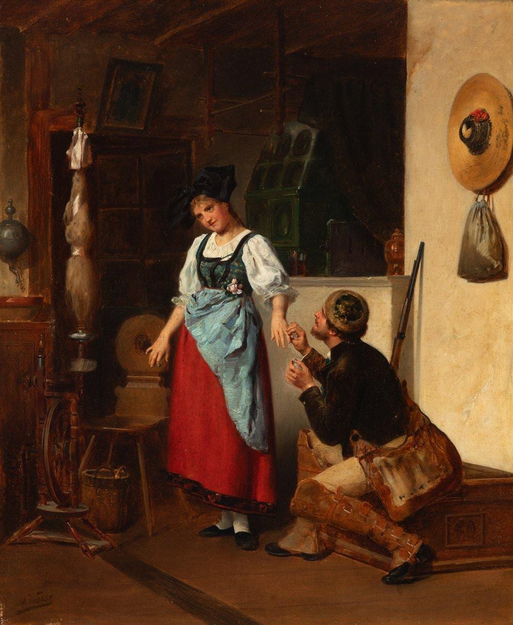 Adolf Weisz comparable auction result: adolf weisz budapest 1838 paris 1916 the proposal of hand oil on canvas signed in the lower left corner