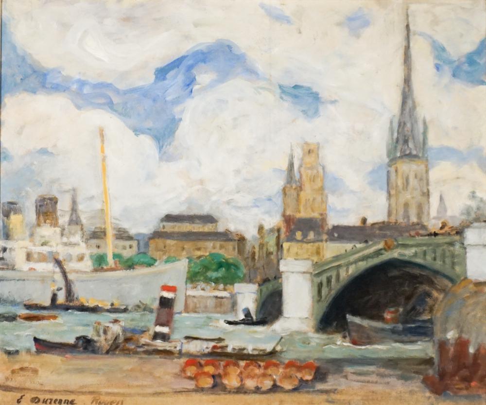 Eugène Antoine Durenne comparable auction result: eug ne antoine durenne french 1860 1944 view of rouen oil on paper mounted on board 16 x 19 in 40 6 x 48 3 cm