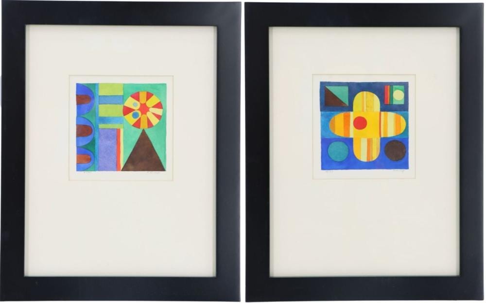 Darrell Crisp comparable auction result: darrell crisp 20th century american pair of 1960 s abstract watercolors