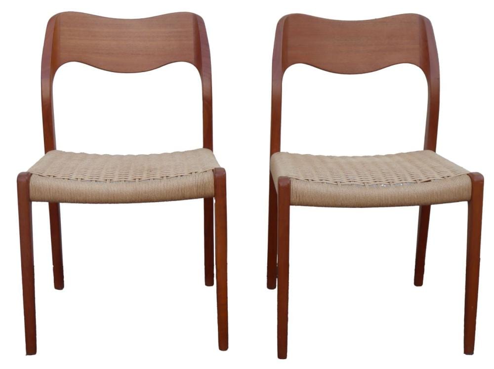 Arne Hovmand-Olsen comparable auction result: arne hovmand olsen 1919 1989 danish pair of teak and cord dining chairs