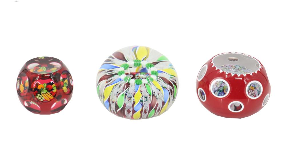 (3) Scottish Art Glass Paperweights sold by Sarasota Estate Auction, lot 932 — auction record photograph