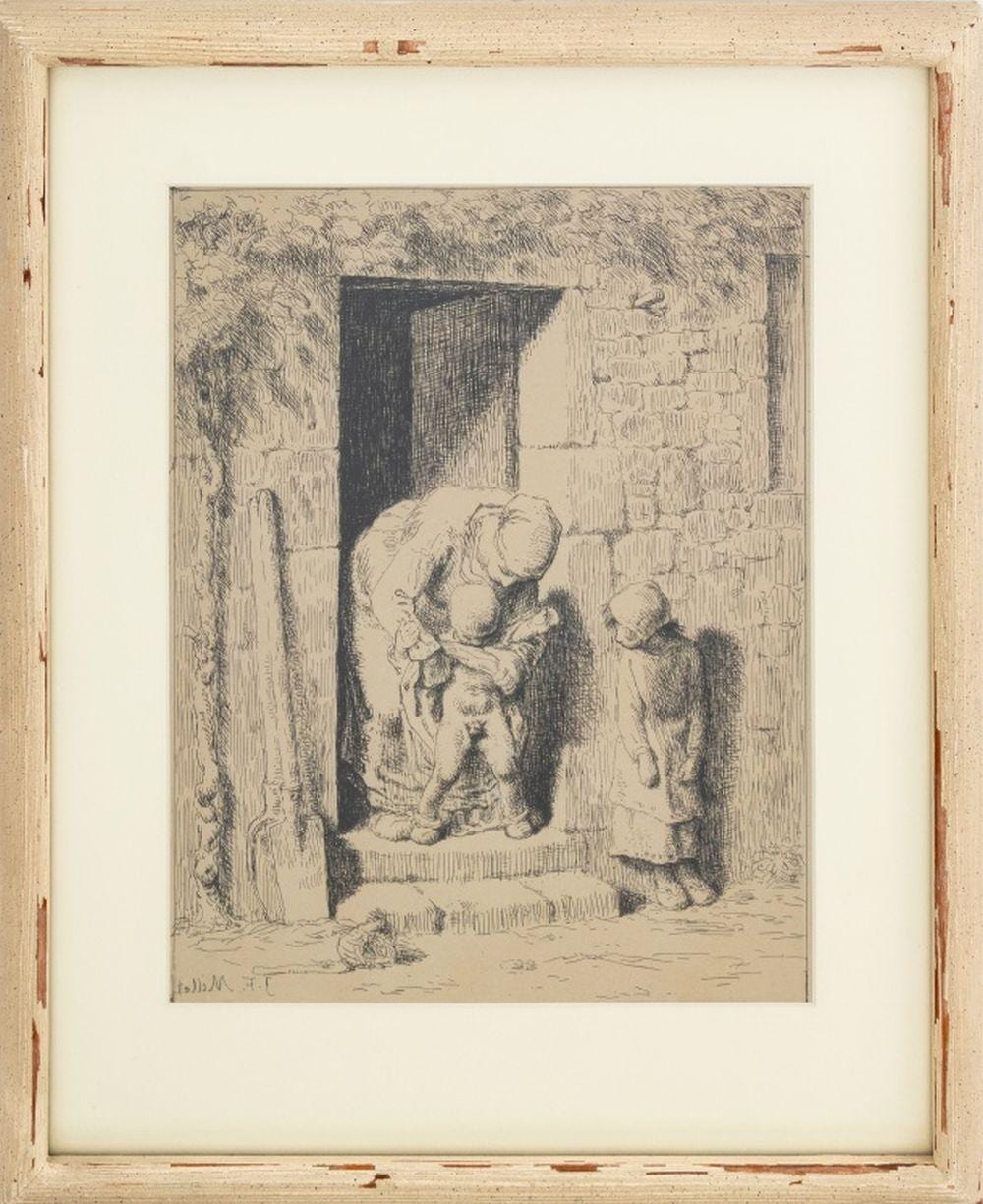 jean millet la precaution cliche verre · Auctions at Showplace · 2025-07-10 jean Millet comparable auction result: jean millet la precaution cliche verre