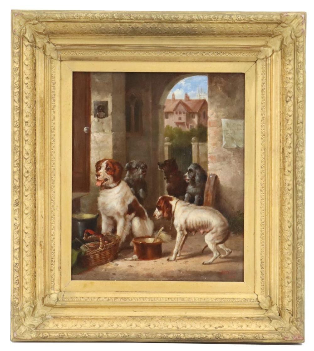 Edmund Aylburton Willis comparable auction result: edmund aylburton willis 1808 1899 british american oil on canvas genre painting of dogs