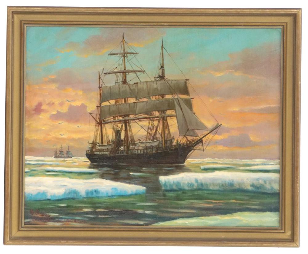 Alfred Gabali comparable auction result: alfred gabali 1886 1963 portrait of the whaling steam sail ship bowhead in ice