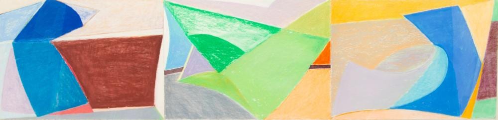 susan crile american b 1942 pastel on paper 1983 untitled triptych h 22 w 89 · DuMouchelles · 2025-06-13 Susan Crile comparable auction result: susan crile american b 1942 pastel on paper 1983 untitled triptych h 22 w 89