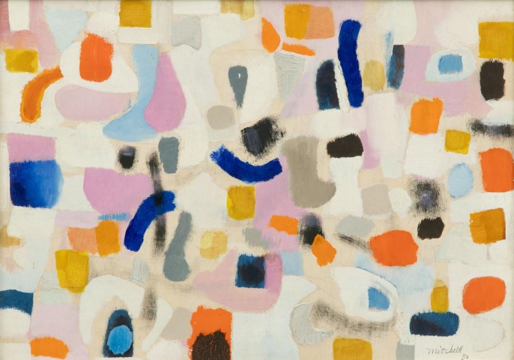 Fred Mitchell comparable auction result: fred mitchell american 1923 2013 oil on panel 1953 untitled abstract h 10 w 14