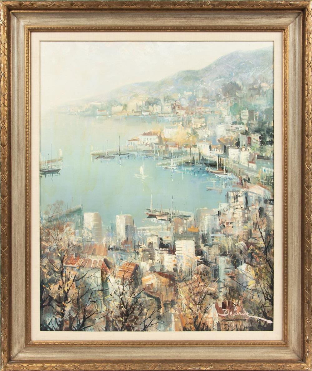 Lucien Delarue comparable auction result: lucien delarue french 1925 2011 oil on canvas ca mid 20th c port de nice france h 31 5 w 25 5