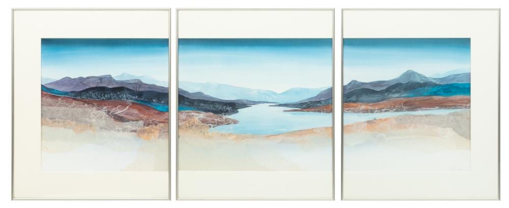 harold e larsen american b 1935 triptych watercolor and collage on paper high lake h 19 5 w 18 5 3 pcs · DuMouchelles · 2025-06-13 Harold Larsen comparable auction result: harold e larsen american b 1935 triptych watercolor and collage on paper high lake h 19 5 w 18 5 3 pcs