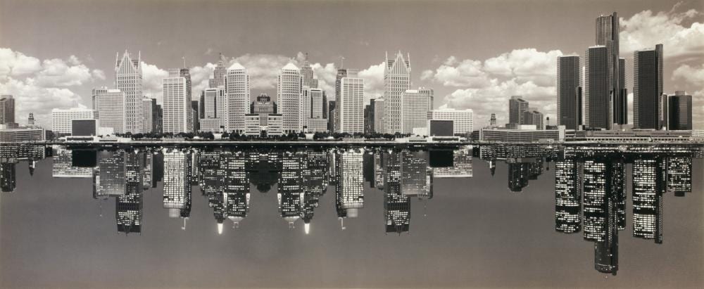 Monte Nagler comparable auction result: monte nagler american b 1939 downtown detroit h 19 8 w 47 5