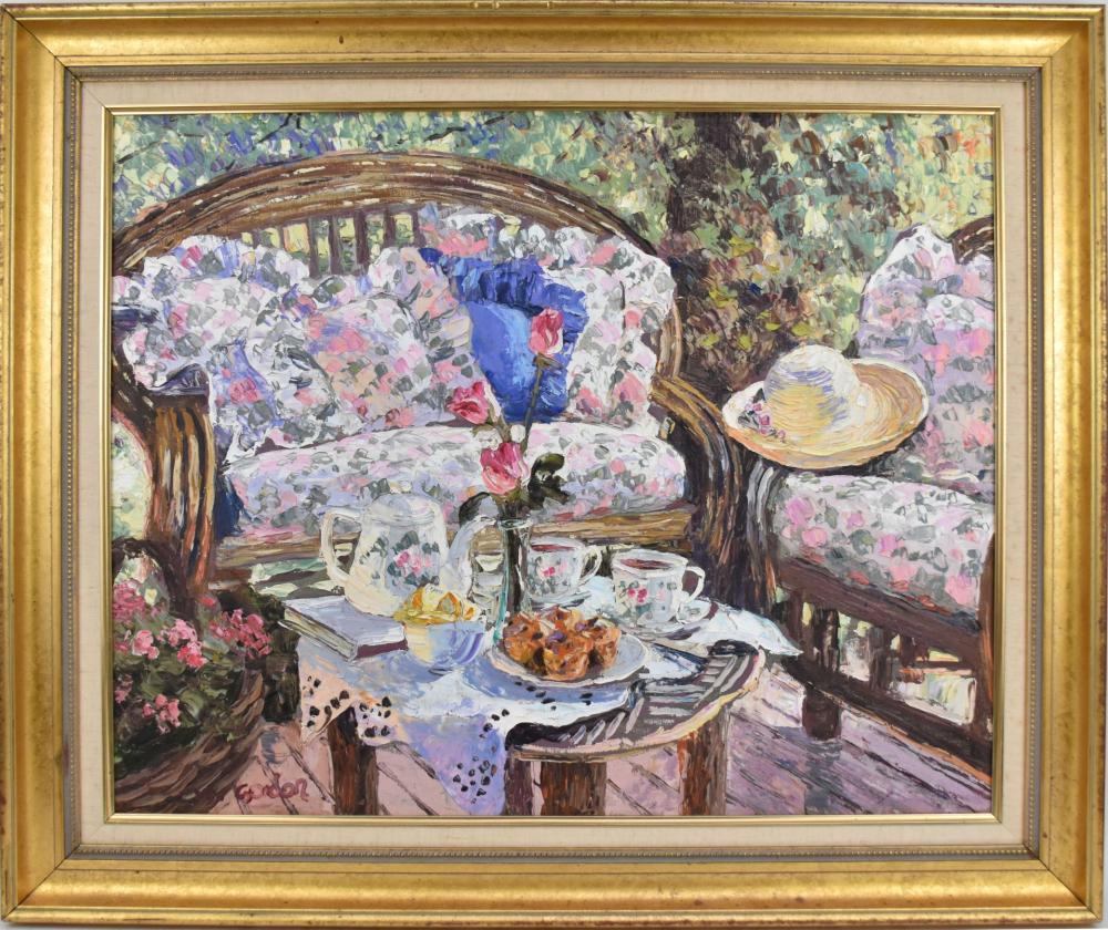 H. Gordon Wang comparable auction result: henry gordon wang china b 1959 oil on canvas painting tea time 24 x 30 inches