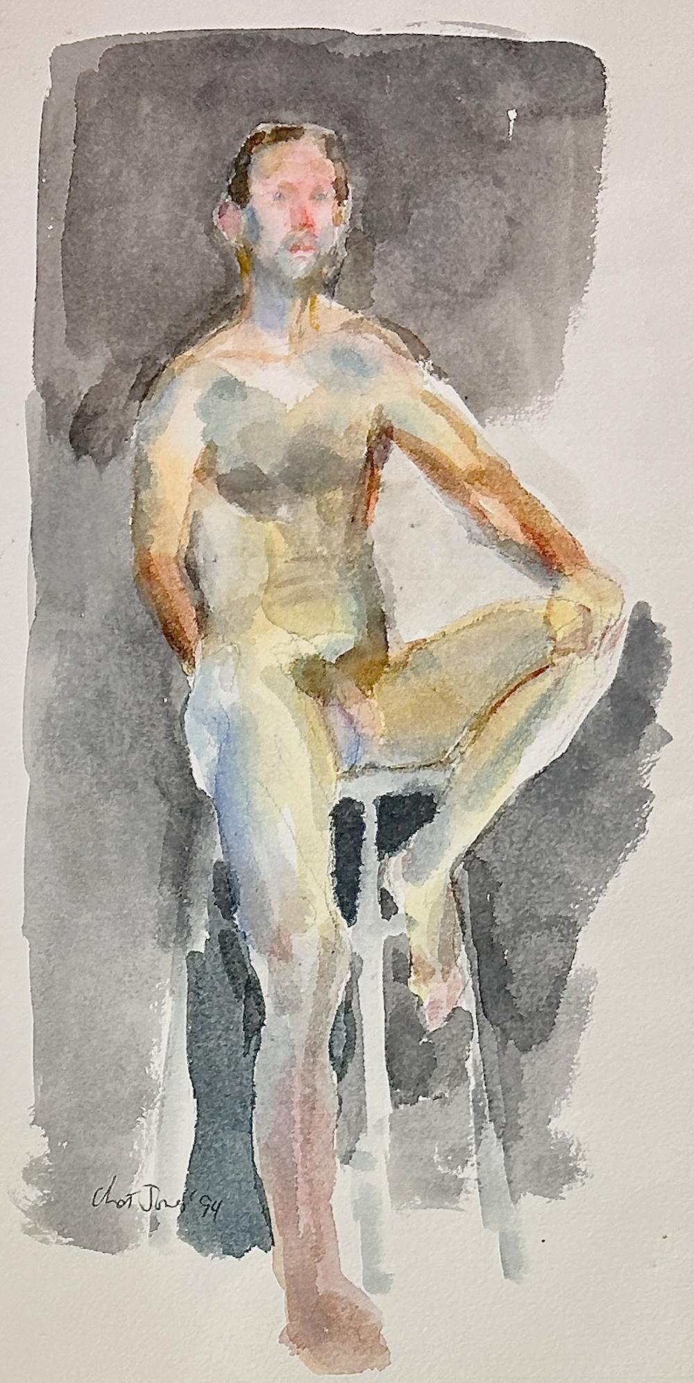 Chet Jones comparable auction result: chet jones 1957 nude on stool 1994 watercolor 15 1 2 x 8 sight 23 1 4 x 15 1 4 framed