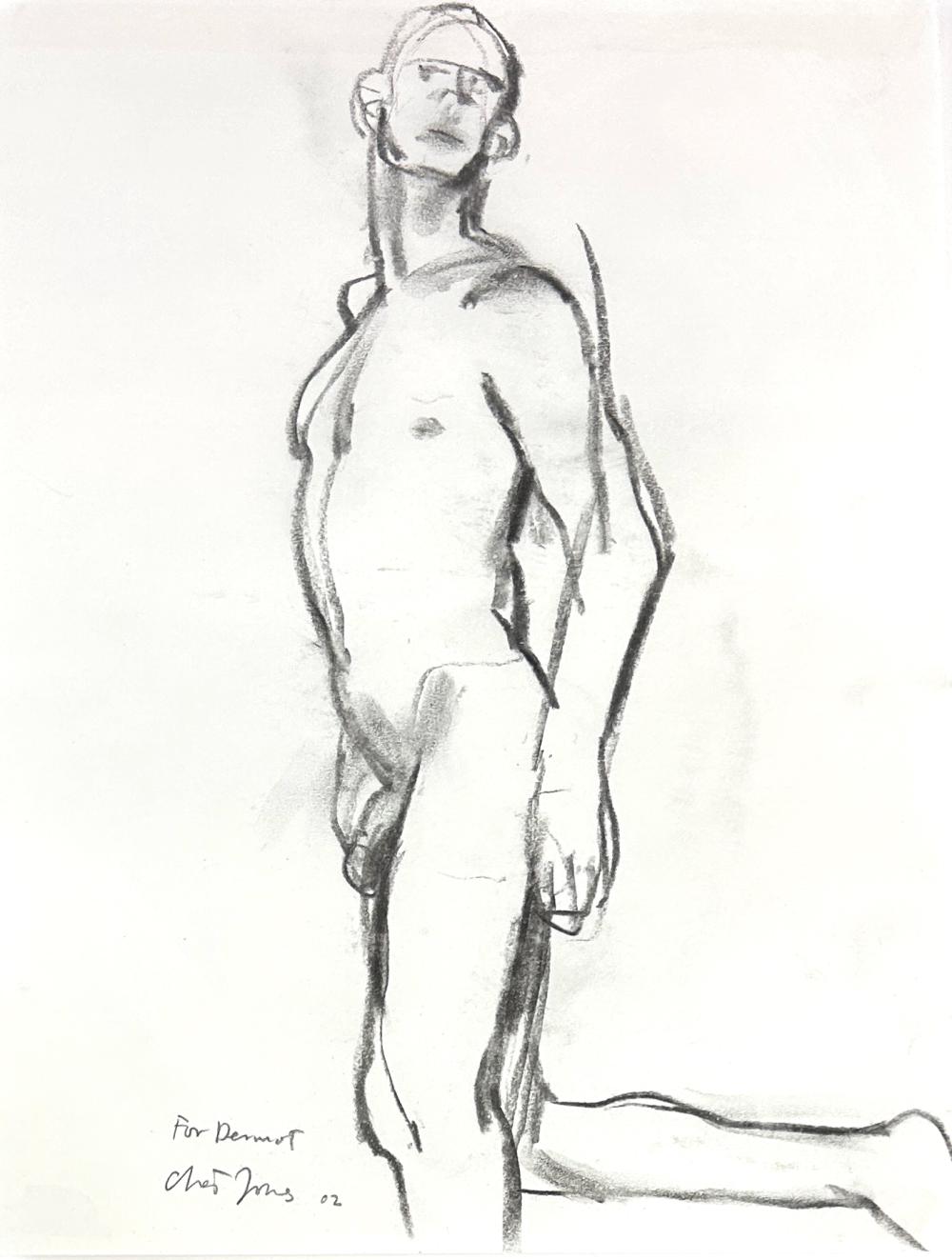 Chet Jones comparable auction result: chet jones 1957 male nude looking graphite 13 1 2 x 10 sheet 20 1 2 x 16 1 2 framed