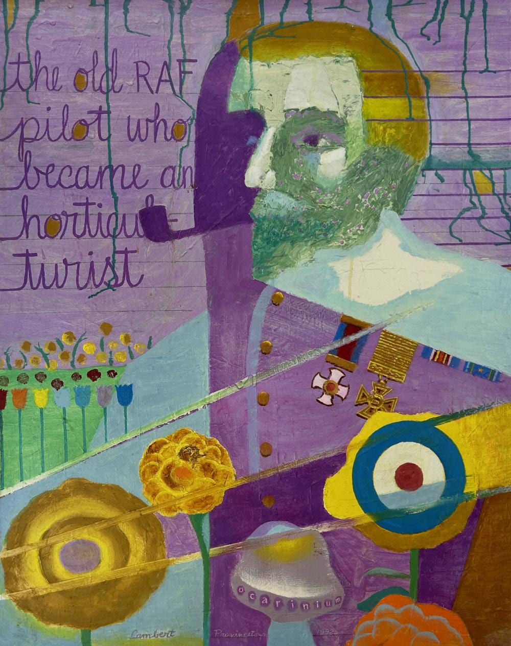 Jackson Lambert comparable auction result: jackson lambert 1919 2011 the old raf pilot 1992 oil on canvas mounted on masonite 32 x26