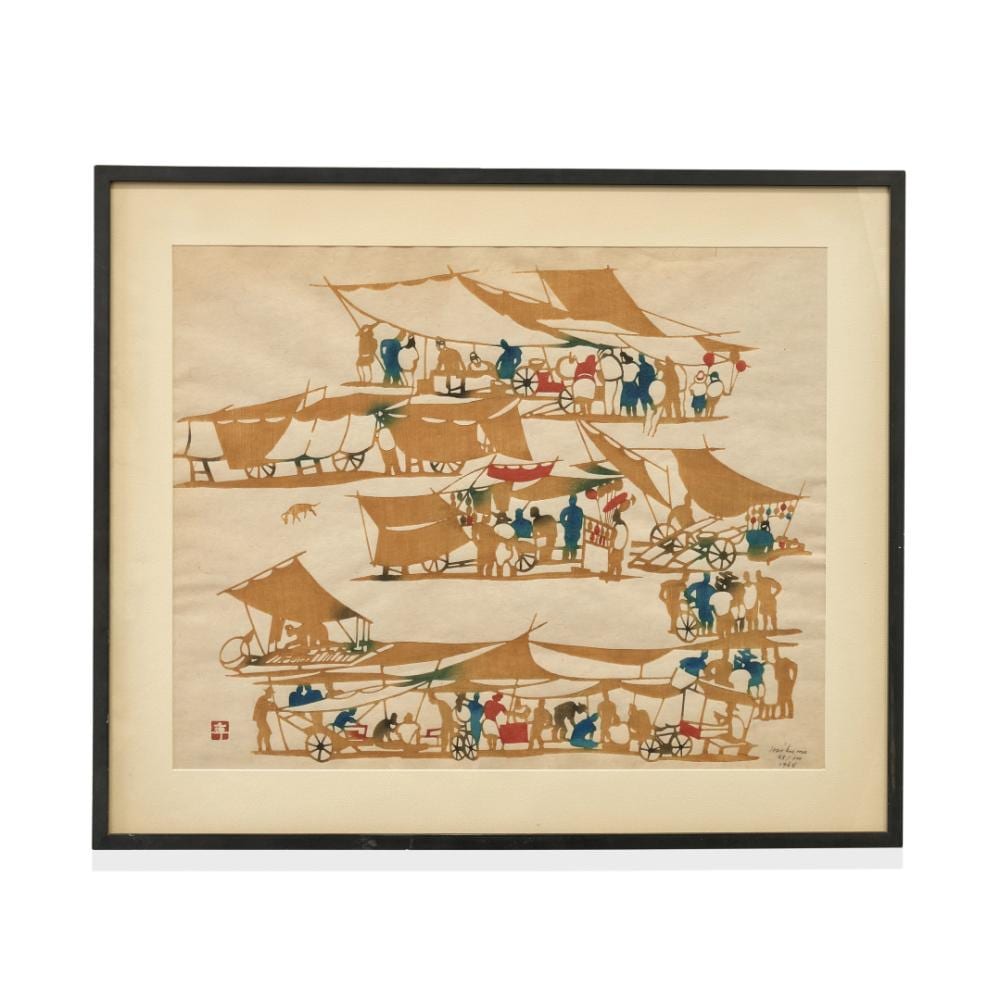 Inagaki Nenjiro comparable auction result: inagaki nenjiro mikumo 1902 1963 scena di mercato inagaki nenjiro mikumo 1902 1963 market scene