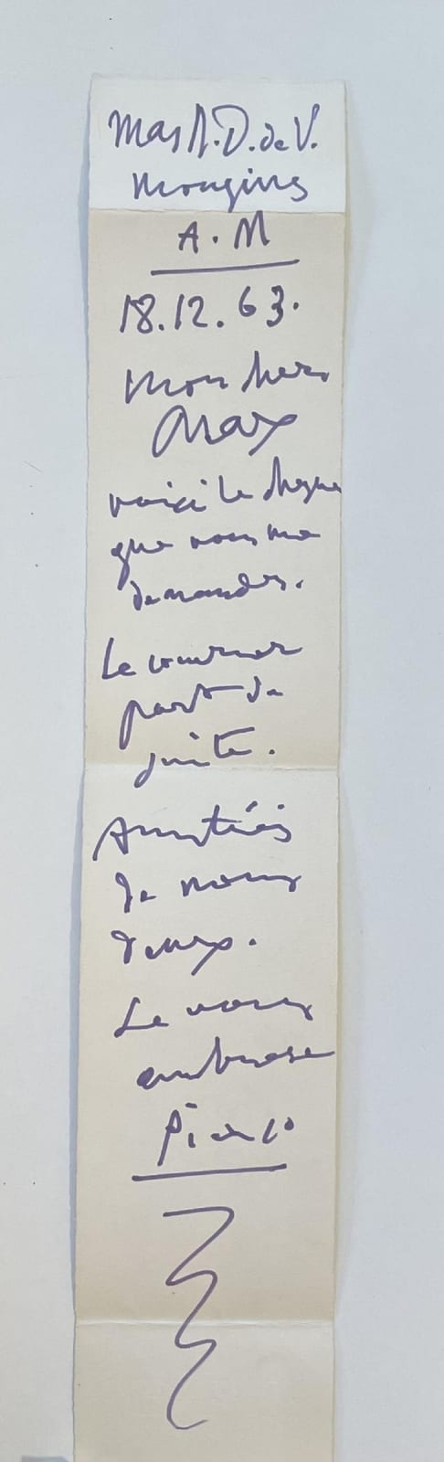 PICASSO PABLO: (1881-1973) An aesthetically pleasing Picasso letter sold by International Autograph Auctions Europe, S.L., lot 1380 — auction record photograph