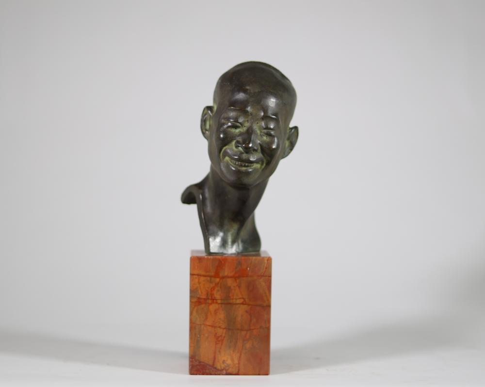 Jean Mich comparable auction result: jean mich 1871 1919 chih fan han yang chine brown patina bronze representing a chinese wearing a braid