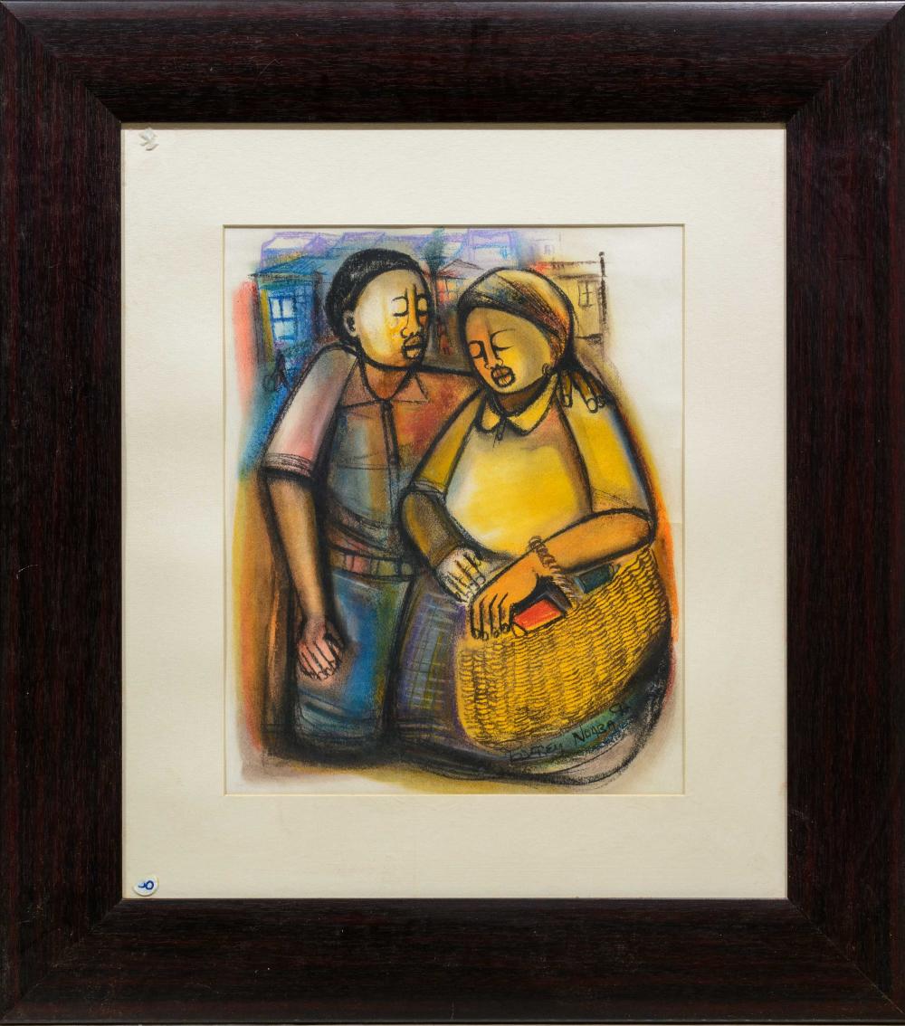 Godfrey Ndaba comparable auction result: godfrey ndaba sa born 1947 mixed media couple signed dated 94 42 x 33
