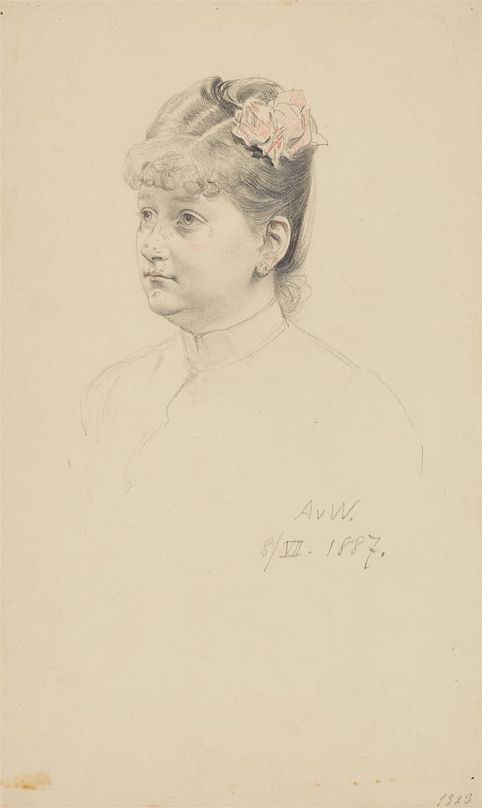 Anton von Werner comparable auction result: anton von werner female portrait study