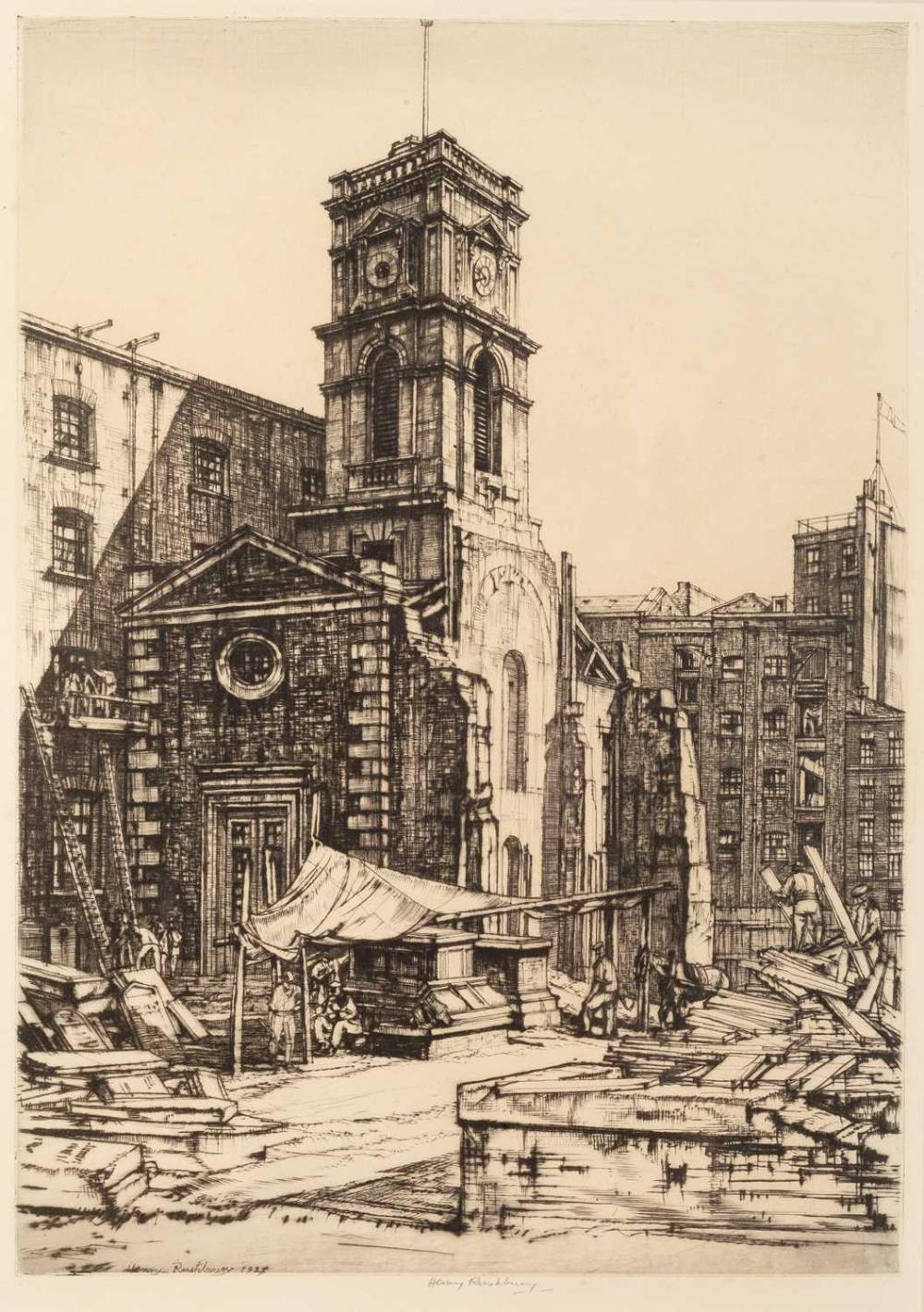 Henry Rushbury comparable auction result: henry rushbury 1889 1968 st olave s tooley street 1927 signed in pencil in the margin etching 31 x 22cm