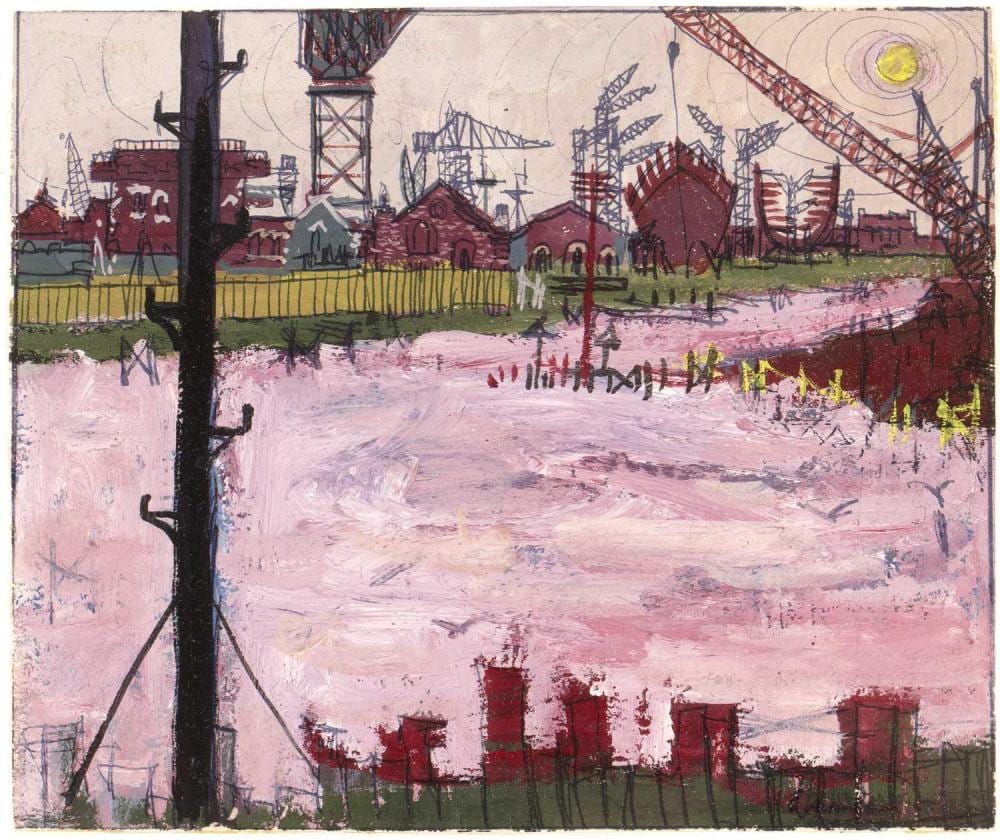 eric atkinson b 1928 industrial river 1958 inscribed to reverse oil on card 16 x 20cm · Mallams · 2025-06-18 Eric Atkinson comparable auction result: eric atkinson b 1928 industrial river 1958 inscribed to reverse oil on card 16 x 20cm