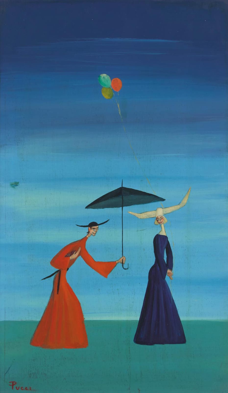 Carlo Canevari comparable auction result: carlo canevari 1922 1996 nuns and cardinal with umbrella