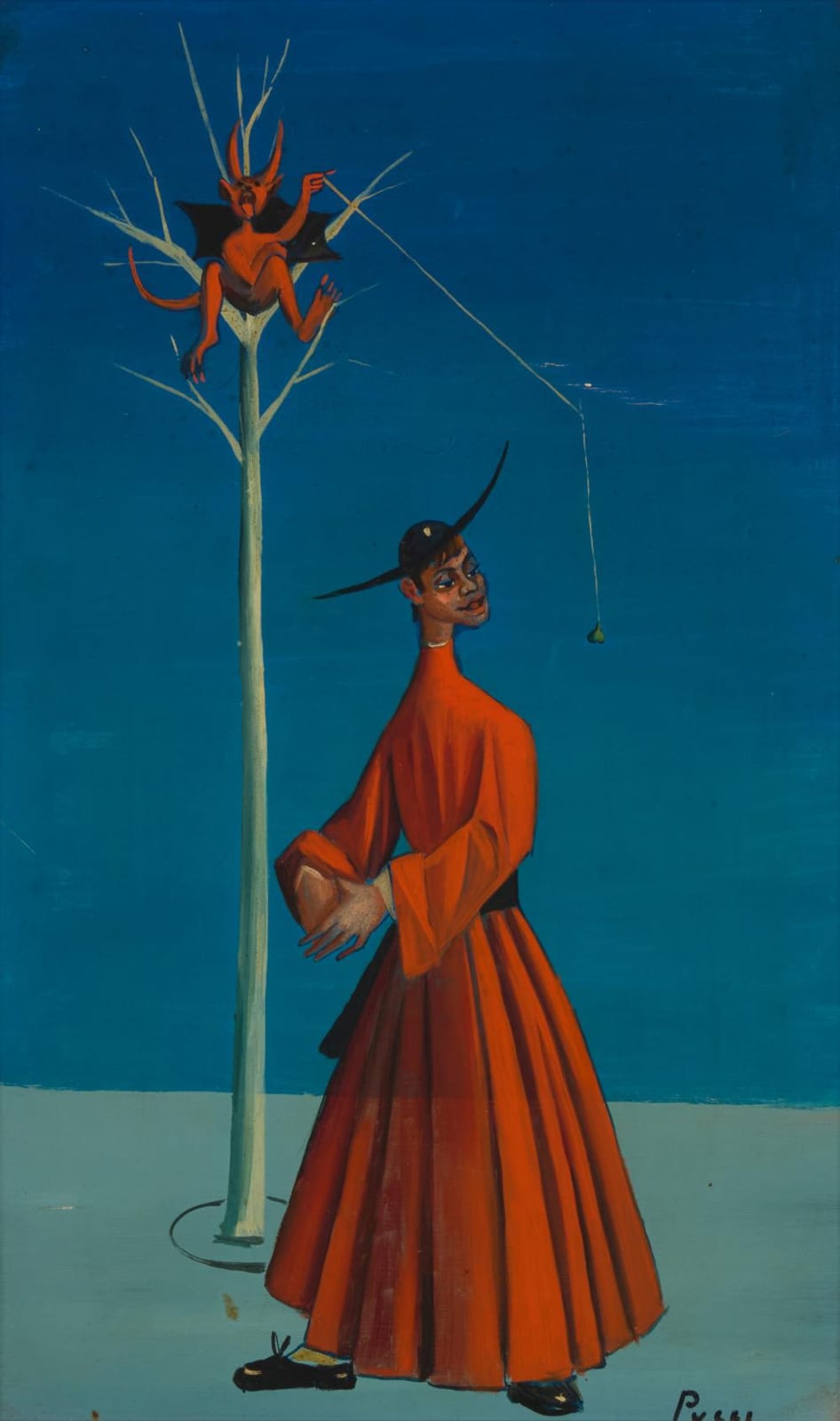 Carlo Canevari comparable auction result: carlo canevari 1922 1996 cardinal and a demon in a tree