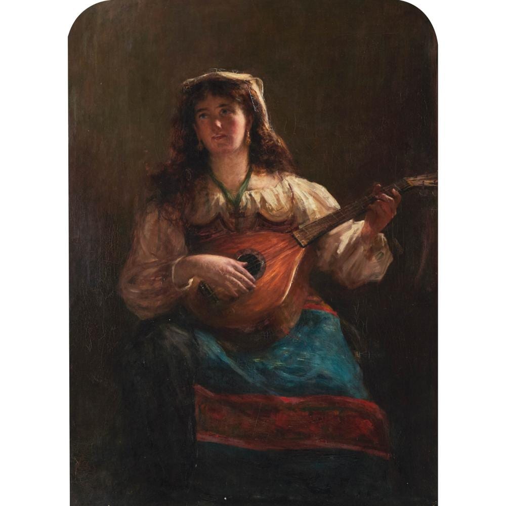 George Paul Chalmers comparable auction result: george paul chalmers 1833 1878 girl playing guitar 1870