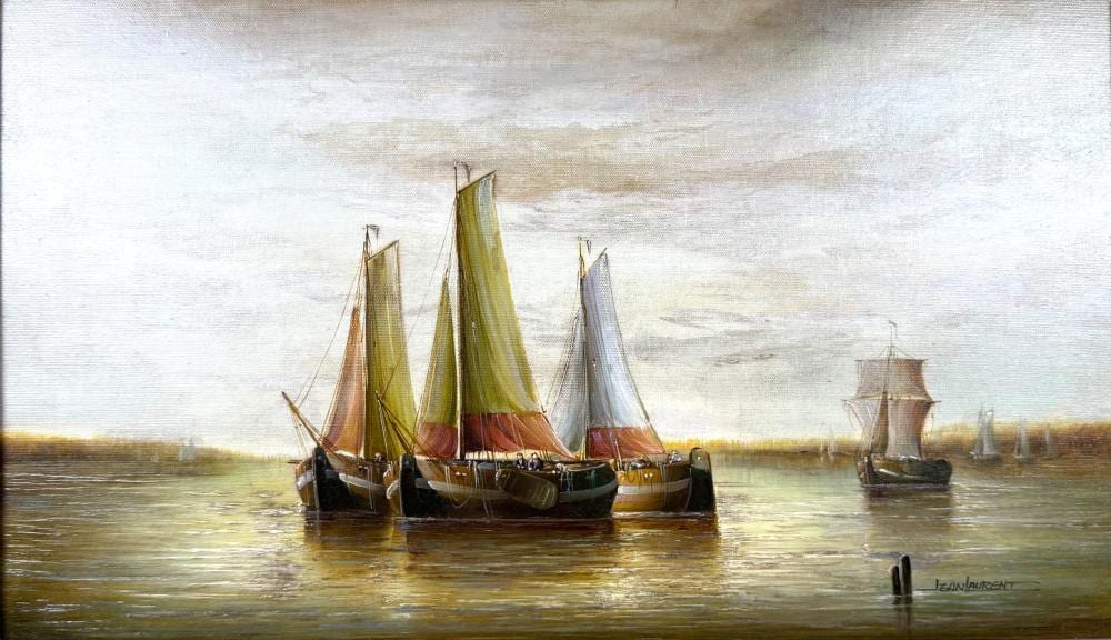 Jean Laurent comparable auction result: jean michel laurent sailing oil on canvas