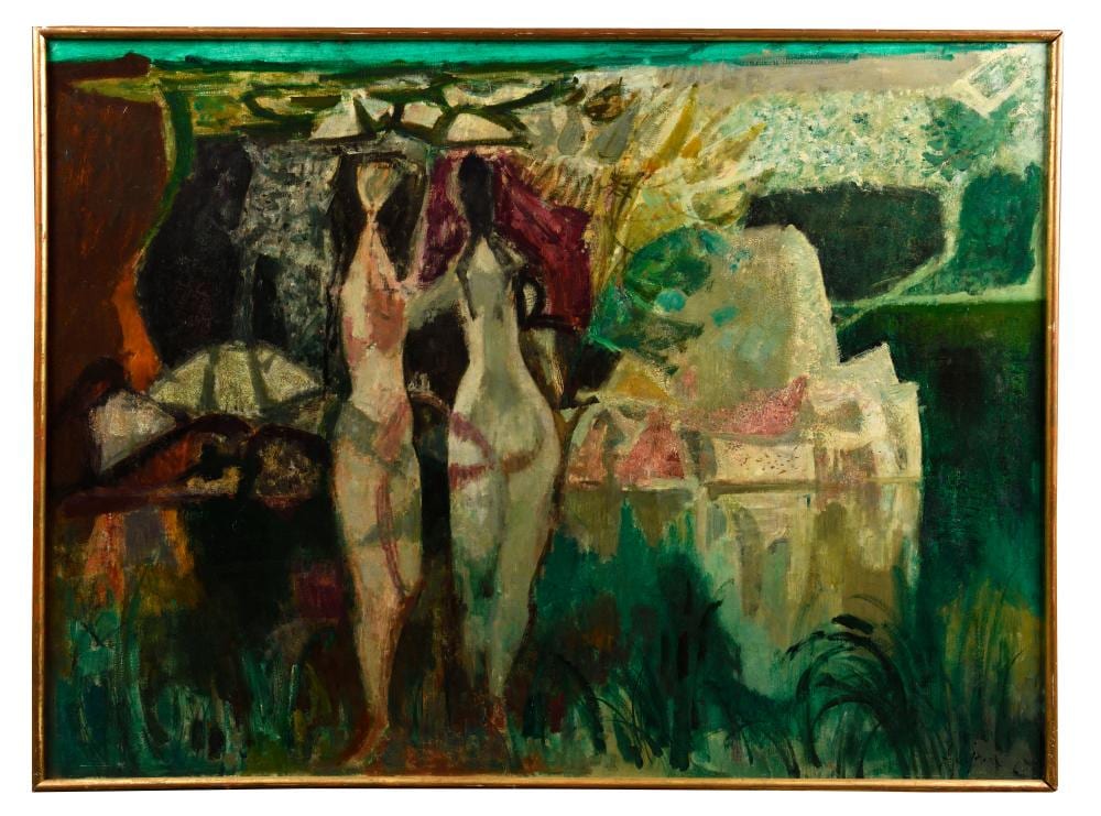 Jean Aujame comparable auction result: jean aujame 1905 1965 baigneuses aux roches blanches 1961