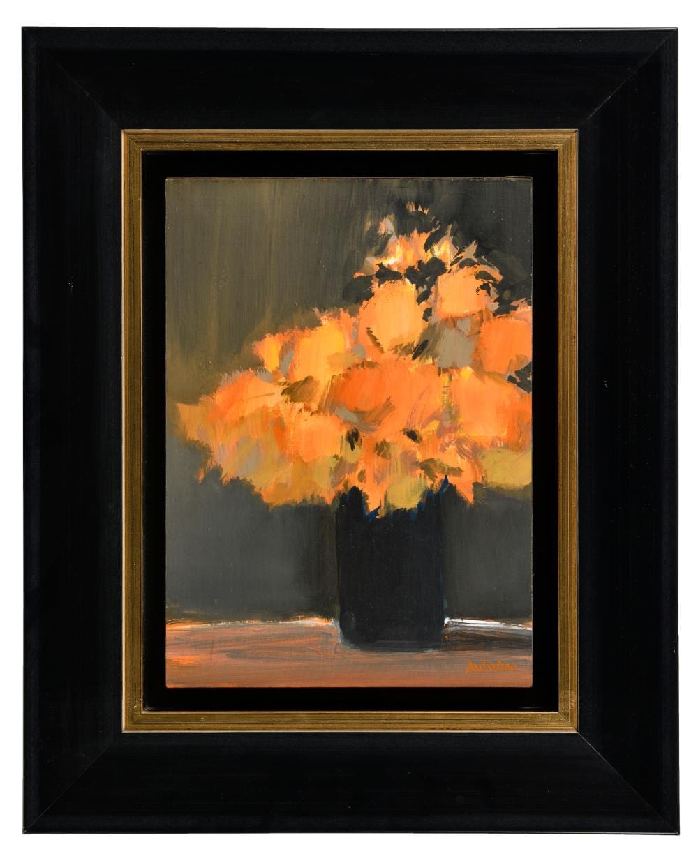 Pierre Doutreleau comparable auction result: pierre doutreleau n en 1938 fleurs orange au vase noir