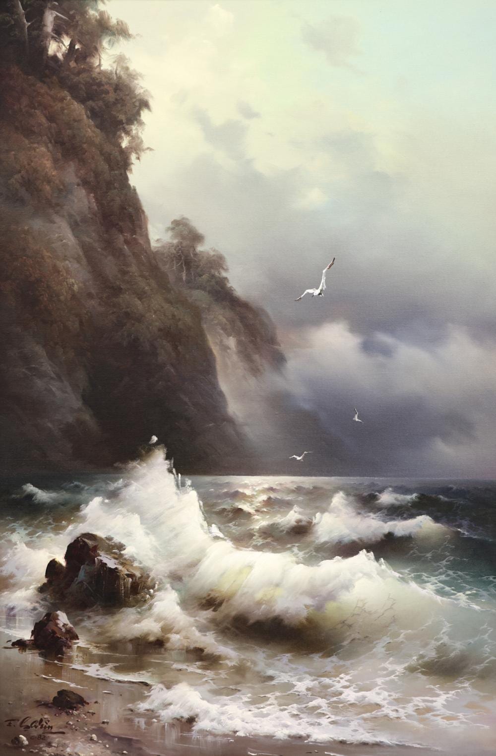 Eugene Garin comparable auction result: eugene garin waves and gulls oil