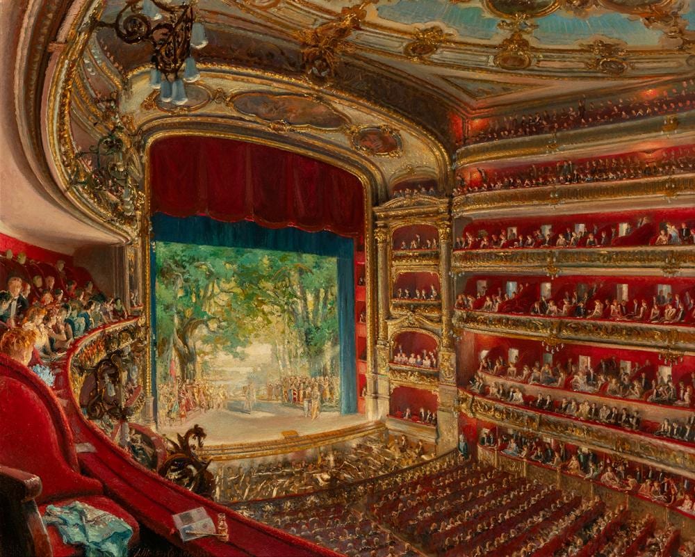 Josep Mestres Cabanes comparable auction result: josep mestres cabanes manresa barcelona 1898 barcelona 1990 gran teatro del liceo 1944 oil on canvas signed and dated