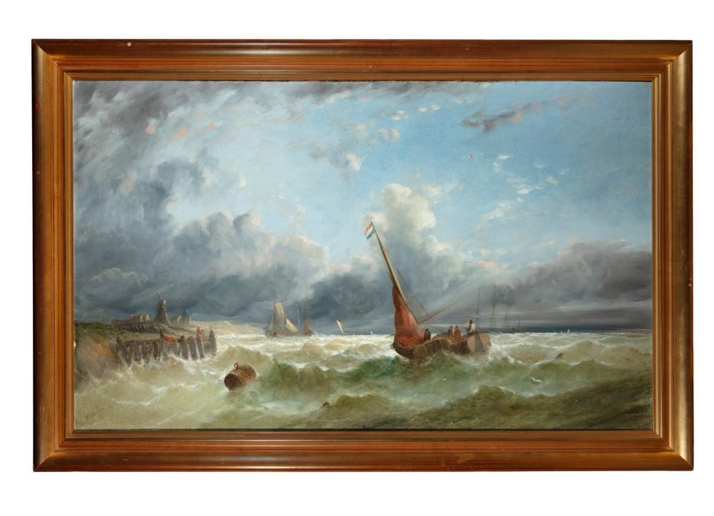 William Henry Williamson comparable auction result: william henry williamson 1820 1883 french boat on stormy seas a windmill beyond signed and indistinctly dated william h williamson oil on canvas 76 x 126cm