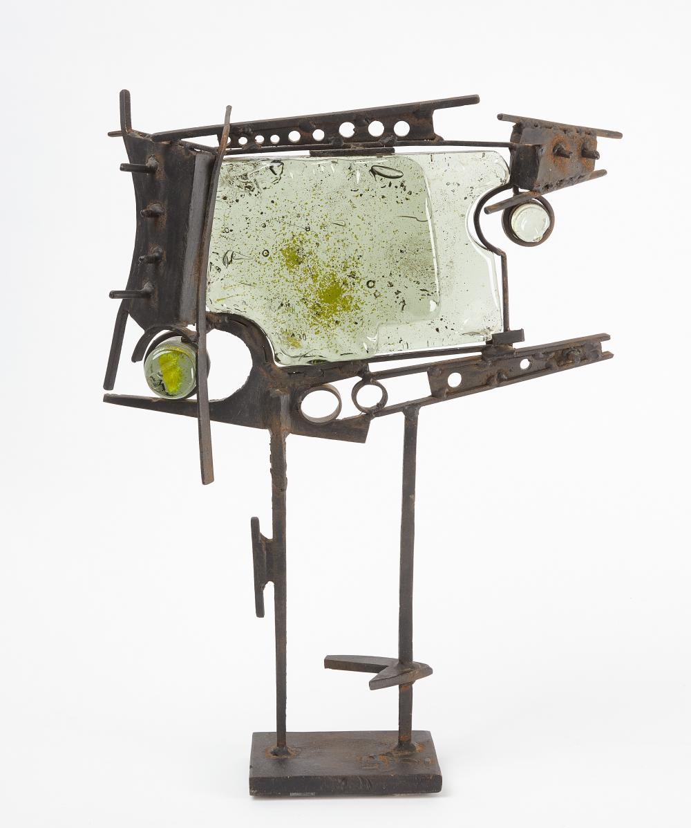 Borge Jorgensen comparable auction result: borge jorgensen abstract metal and glass sculpture