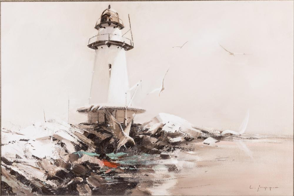 Charles Gruppe comparable auction result: charles gruppe ct 1928 2019 lighthouse acrylic