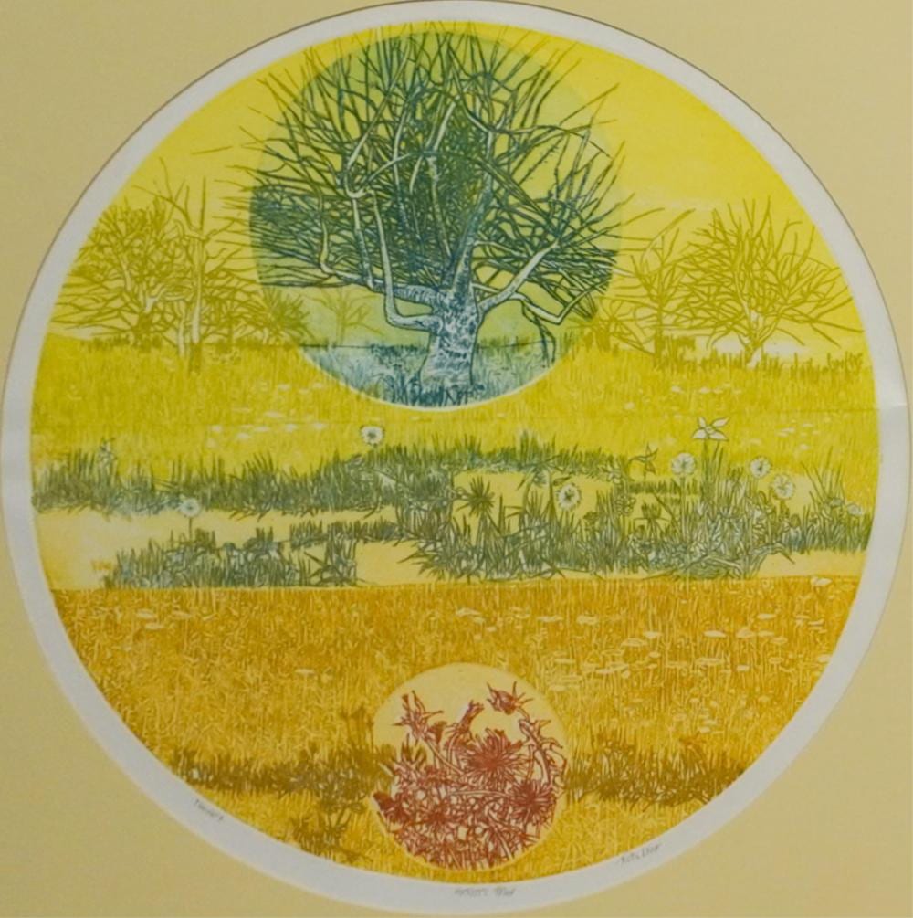 Ruth Leaf comparable auction result: ruth leaf american 1923 2015 equinox artist s proof etching and aquatint signed l r and titled l l frame 29 x 29 in 73 7 x 73 7 cm