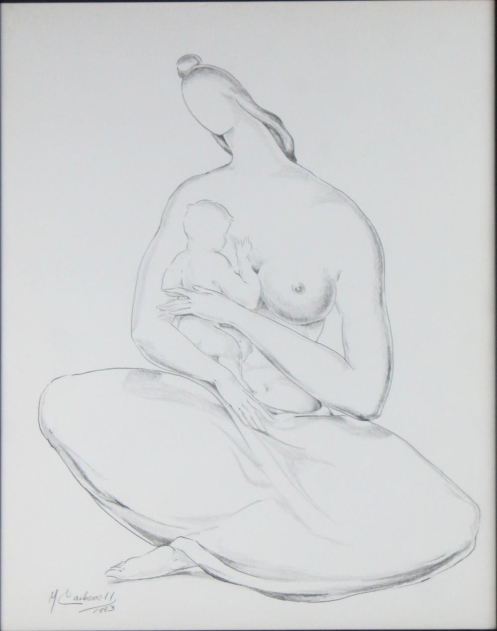 Manuel Carbonell comparable auction result: manuel carbonell cuban american 1918 2011 mother and child charcoal on paper