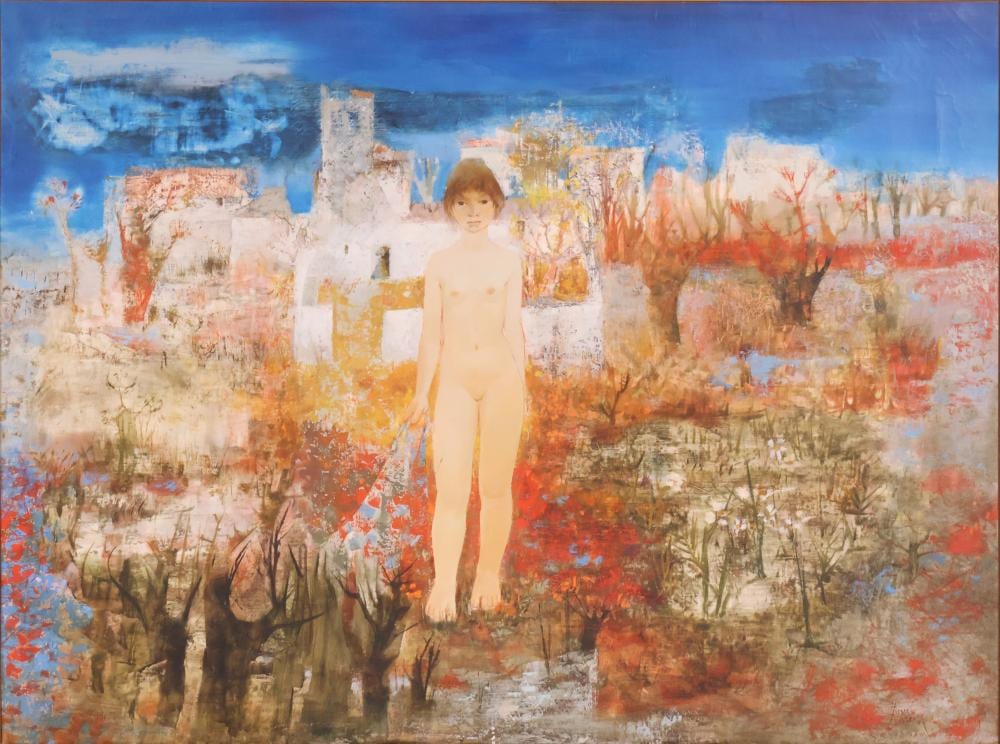 Pierre Lavarenne comparable auction result: pierre lavarenne french 1928 baigneause debout au bord de l eau oil on canvas