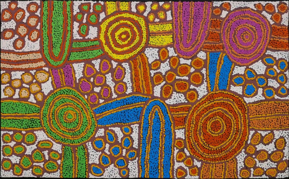Katherine Marshall Nakamarra comparable auction result: katherine marshall nakamarra women s ceremony acrylic on belgian linen 61cm x 91cm