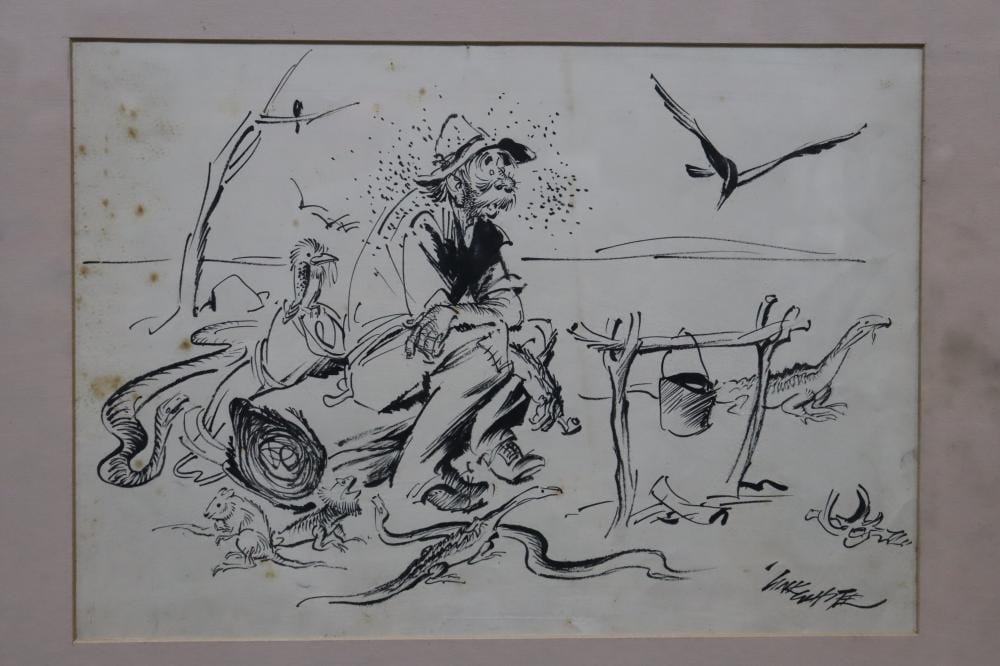 Unk White comparable auction result: unk white indian ink swagman sketch for the bulletin december 1958 signed lower right