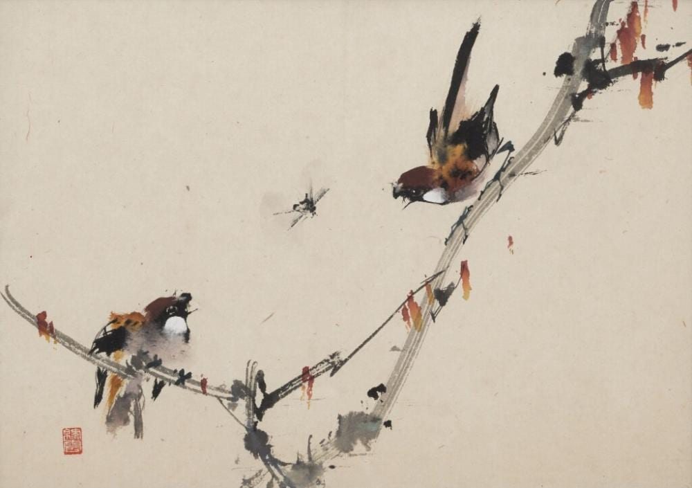 Irene Chou comparable auction result: irene chou magpies on branch