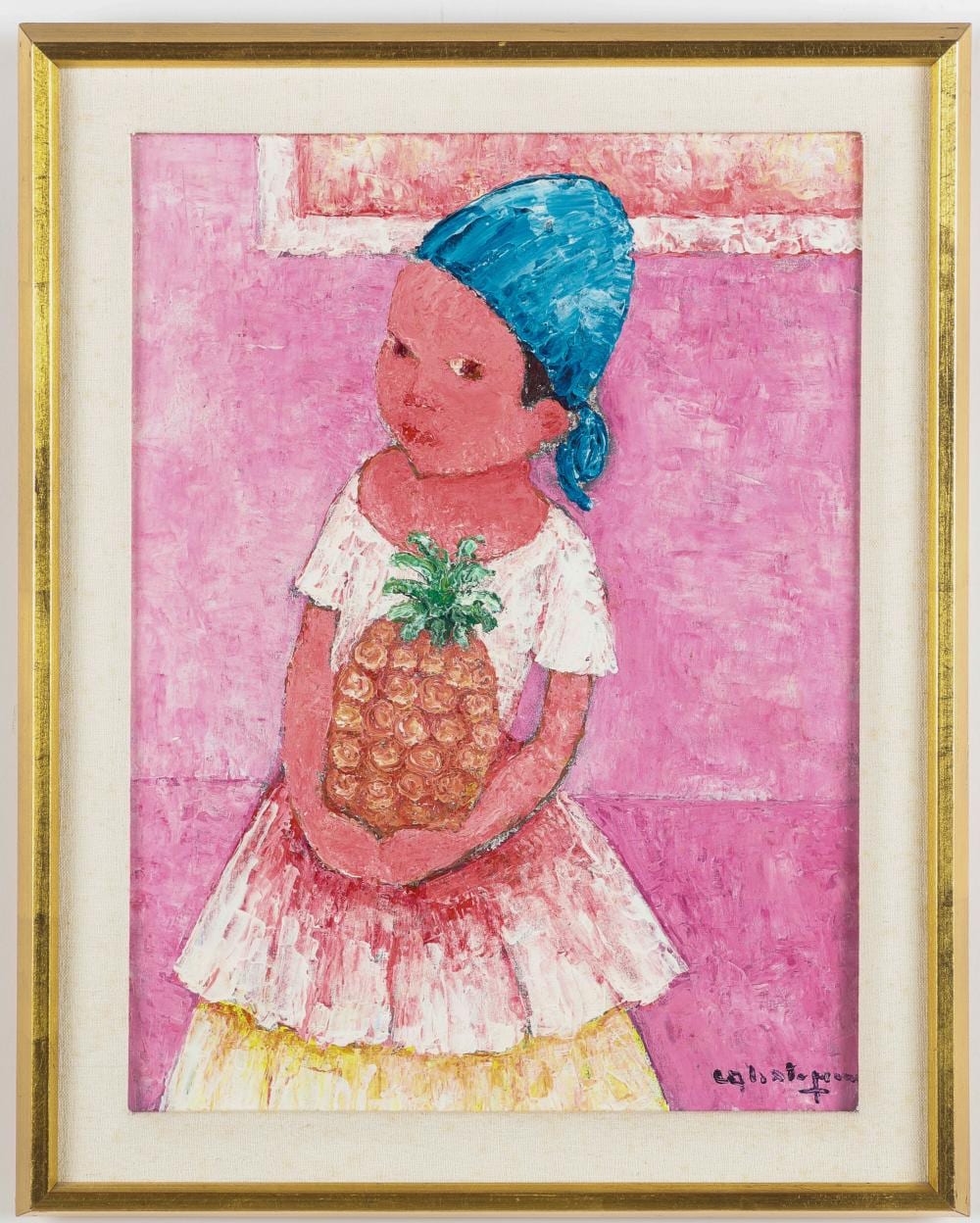 Henri Calixte comparable auction result: henri calixte haitian 1933 2010 untitled girl with pineapple