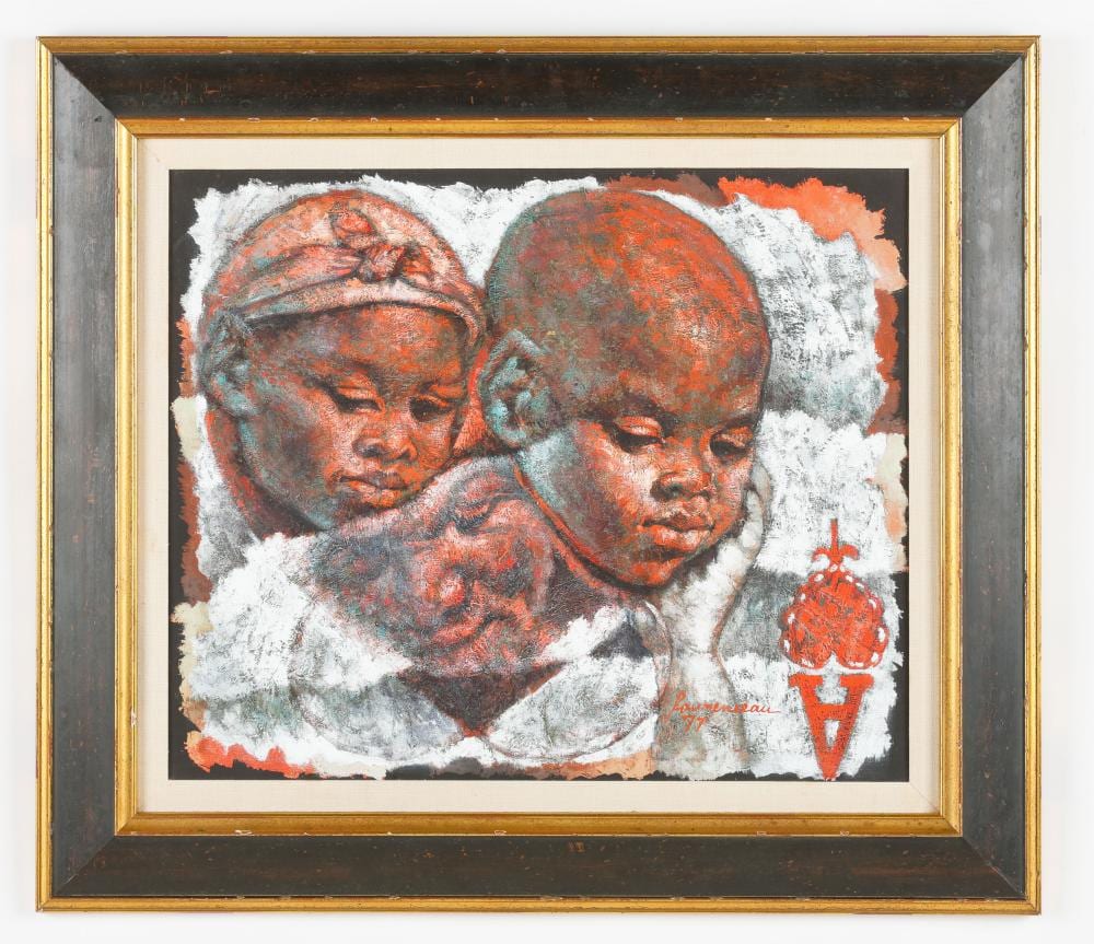 Lyonel Laurenceau comparable auction result: lyonel laurenceau b 1942 as de coeur 20 x 24