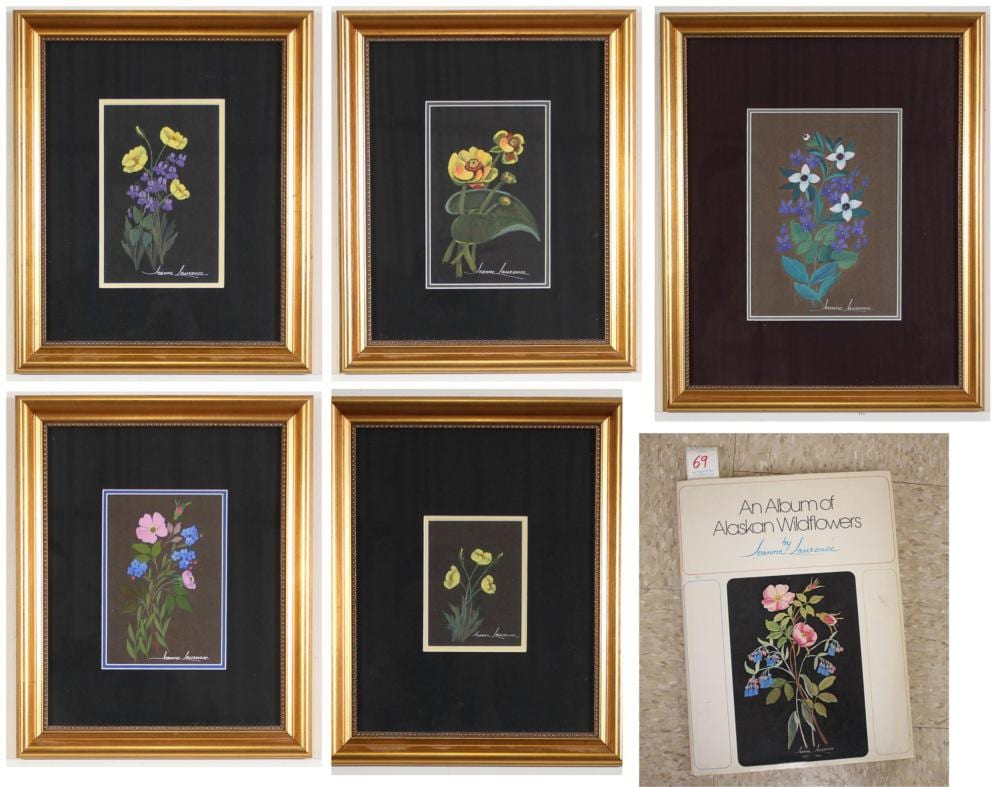 jeanne laurence five floral paintings and a book · O'Gallerie · 2025-06-09 Jeanne Laurence comparable auction result: jeanne laurence five floral paintings and a book